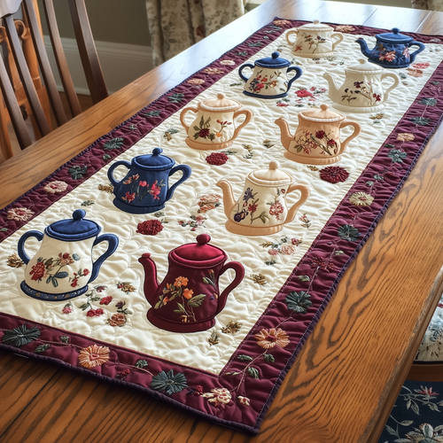 Floral Teapot Quilted Table Runner GFTONL874