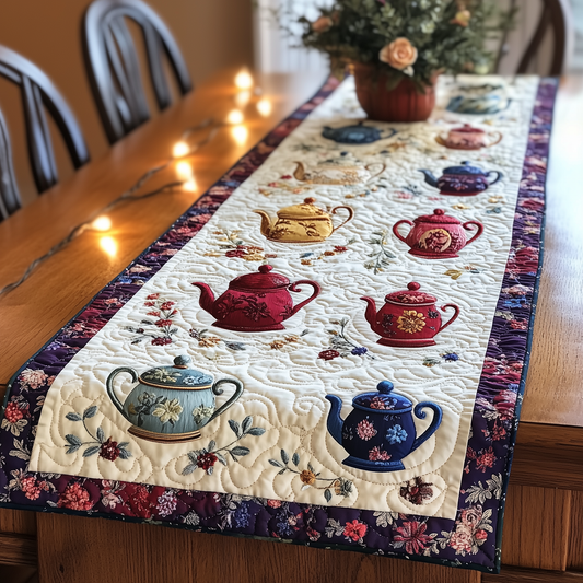 Floral Teapot Quilted Table Runner GFTONL875