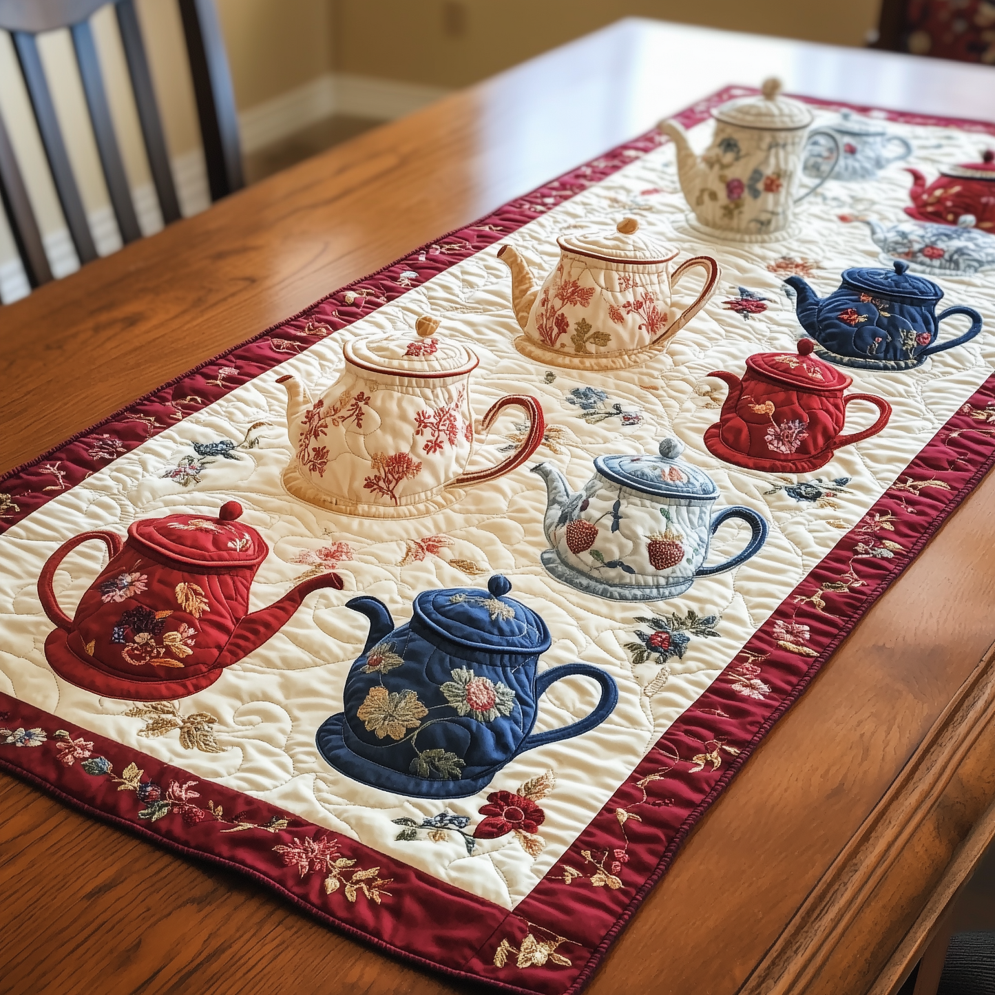 Floral Teapot Quilted Table Runner GFTONL876