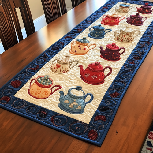 Floral Teapot Quilted Table Runner GFTONL877