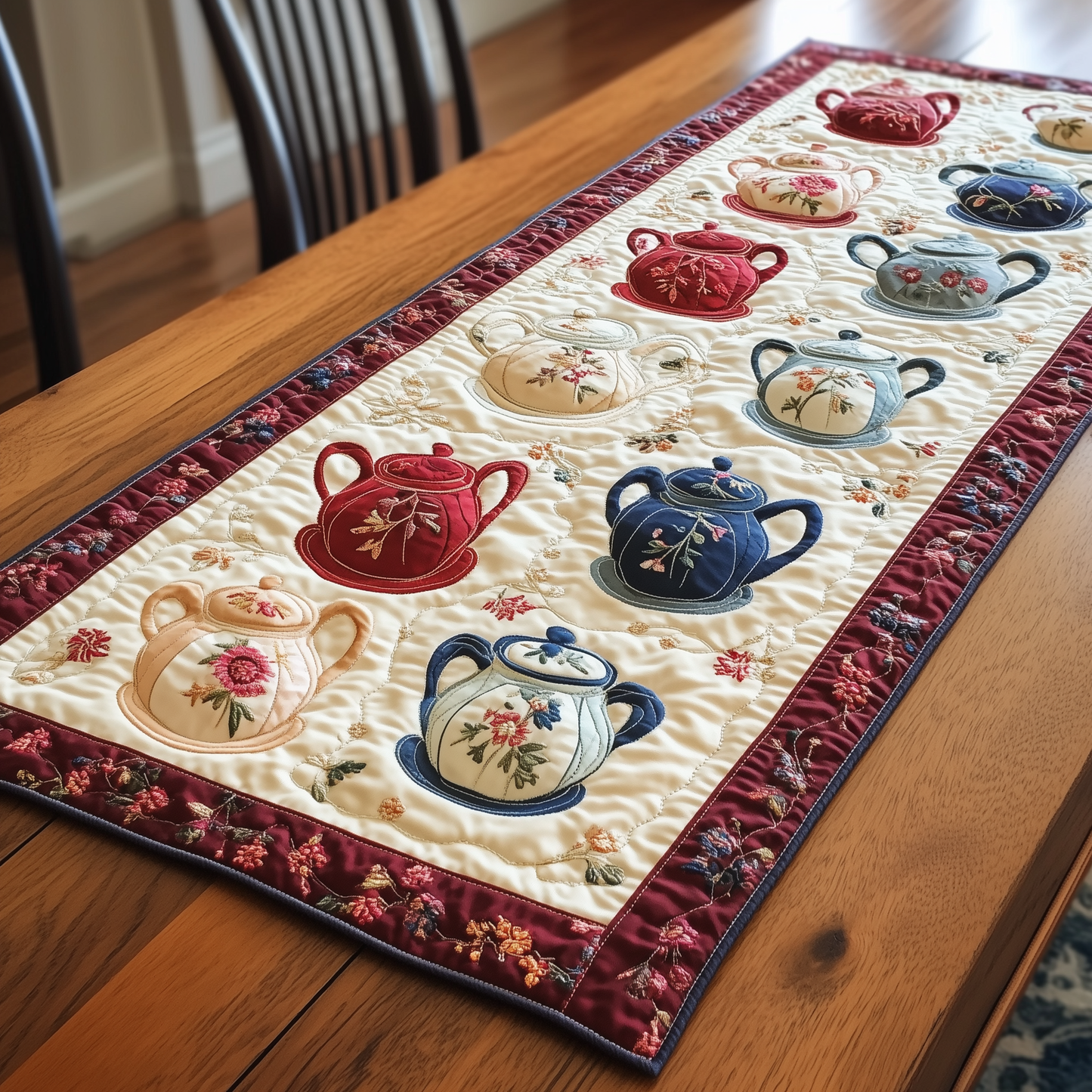 Floral Teapot Quilted Table Runner GFTONL878