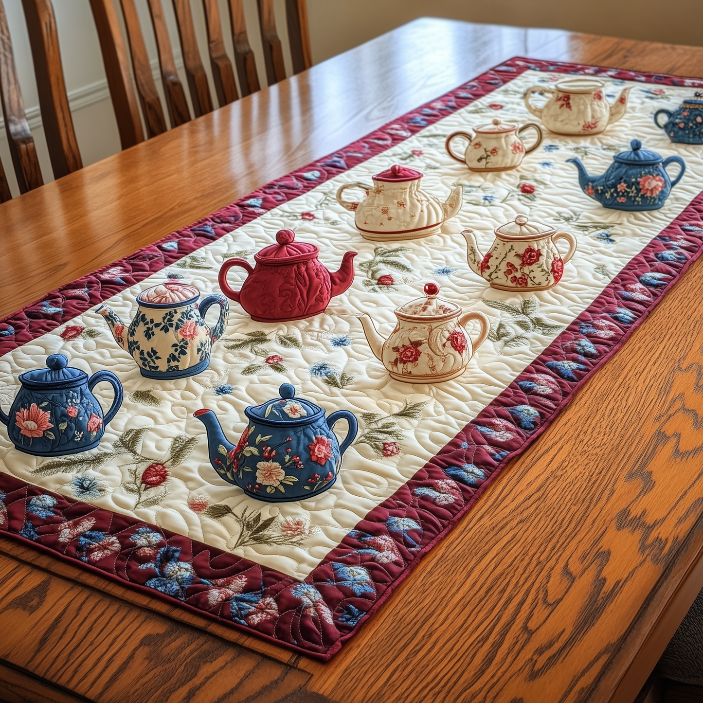 Floral Teapot Quilted Table Runner GFTONL881