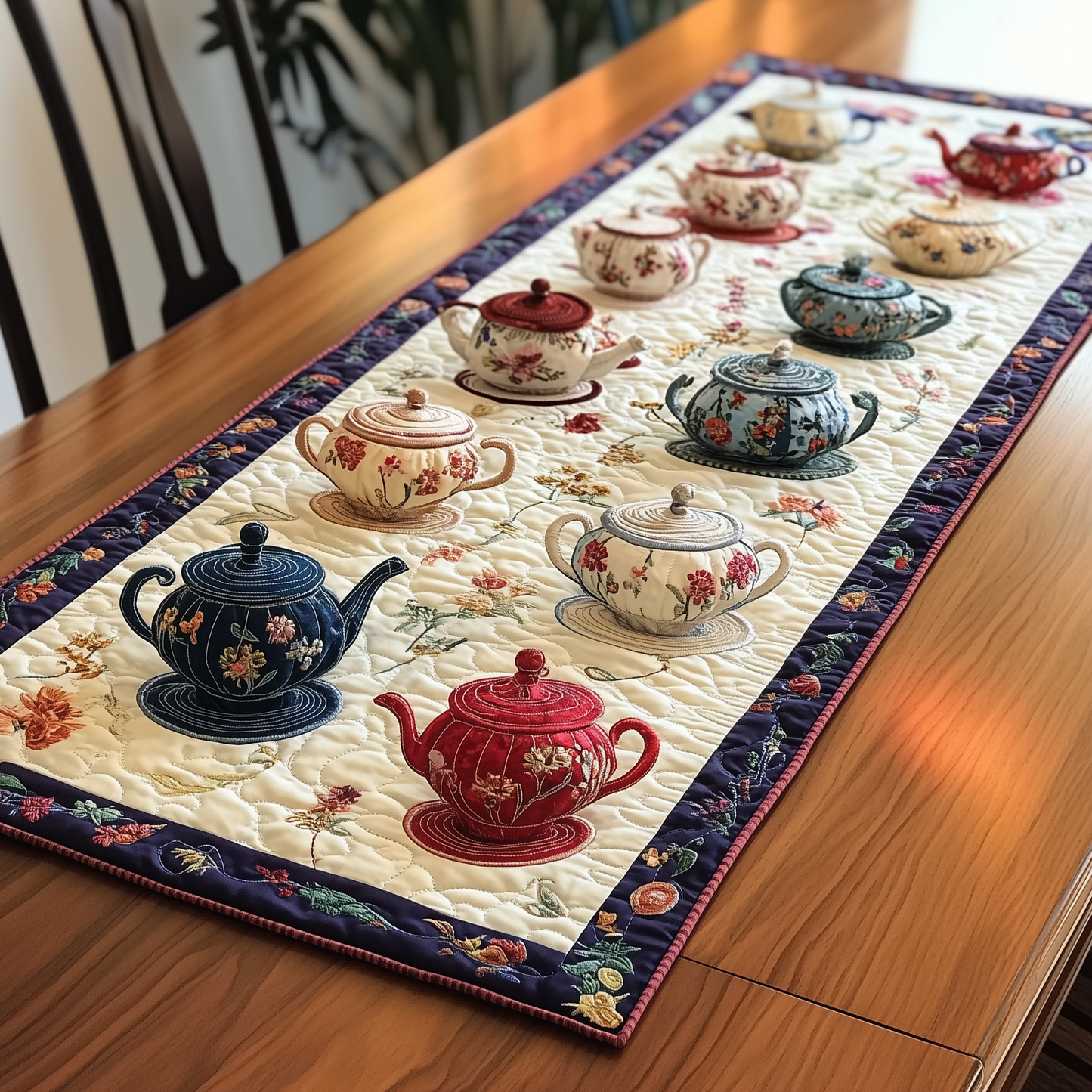 Floral Teapot Quilted Table Runner GFTONL882