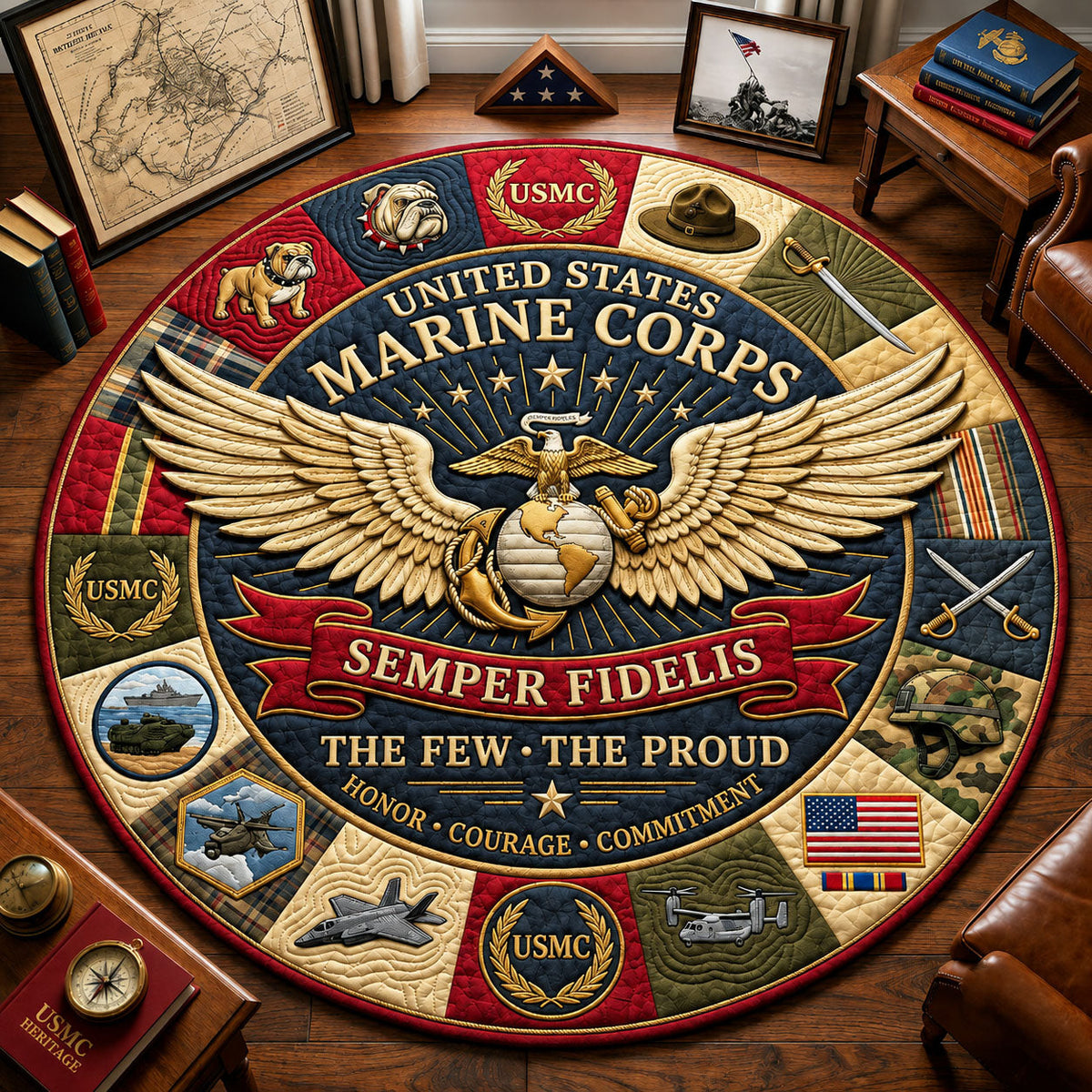 Proud USMC Quilted Round Mat GFTOPND2165