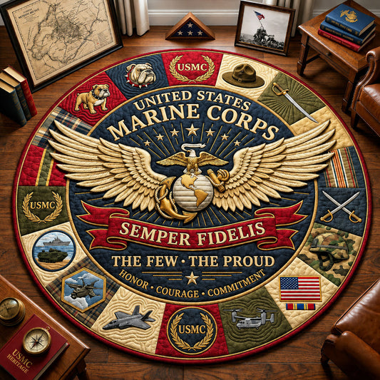 Proud USMC Quilted Round Mat GFTOPND2165