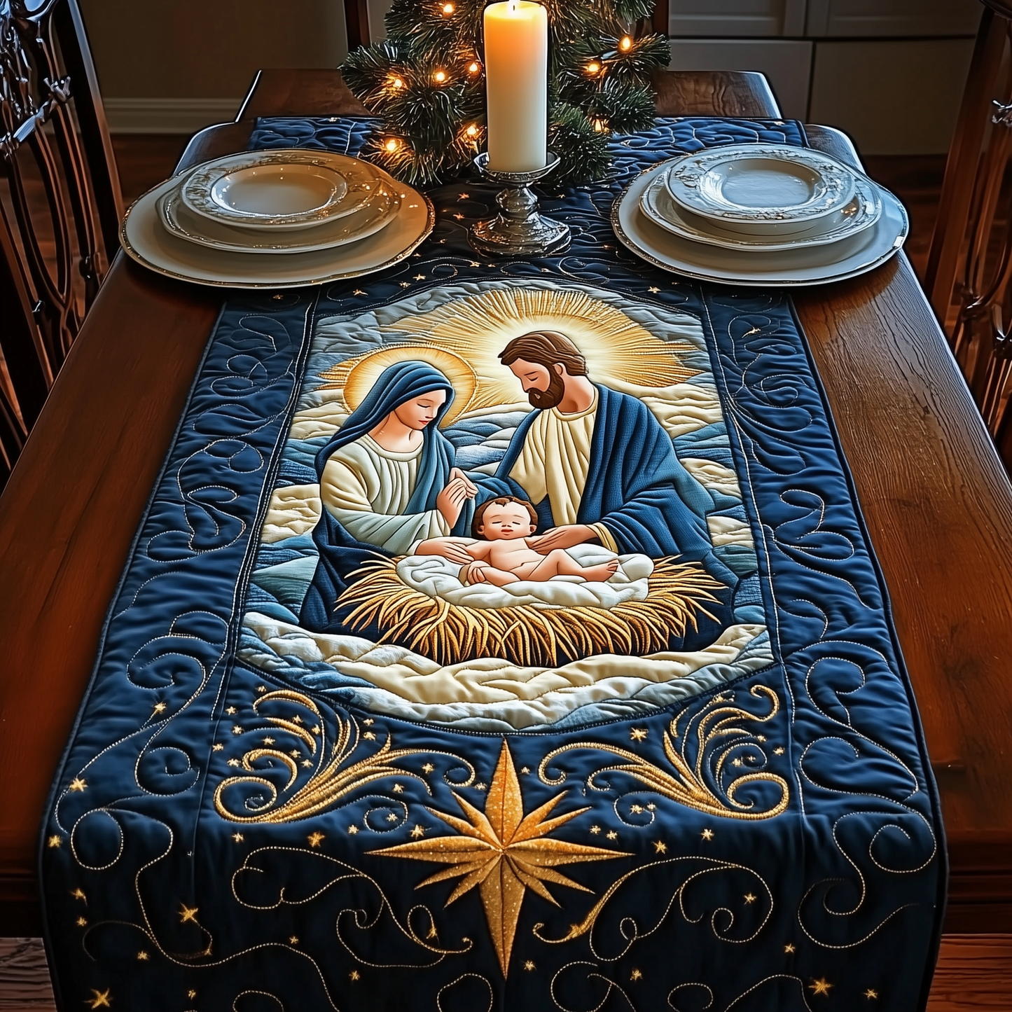 Nativity Scene Quilted Table Runner GFTOTL1034