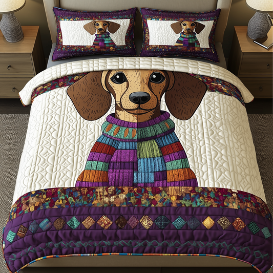 Dachshund 3-Piece Quilted Bedding Set GFTOTL1060