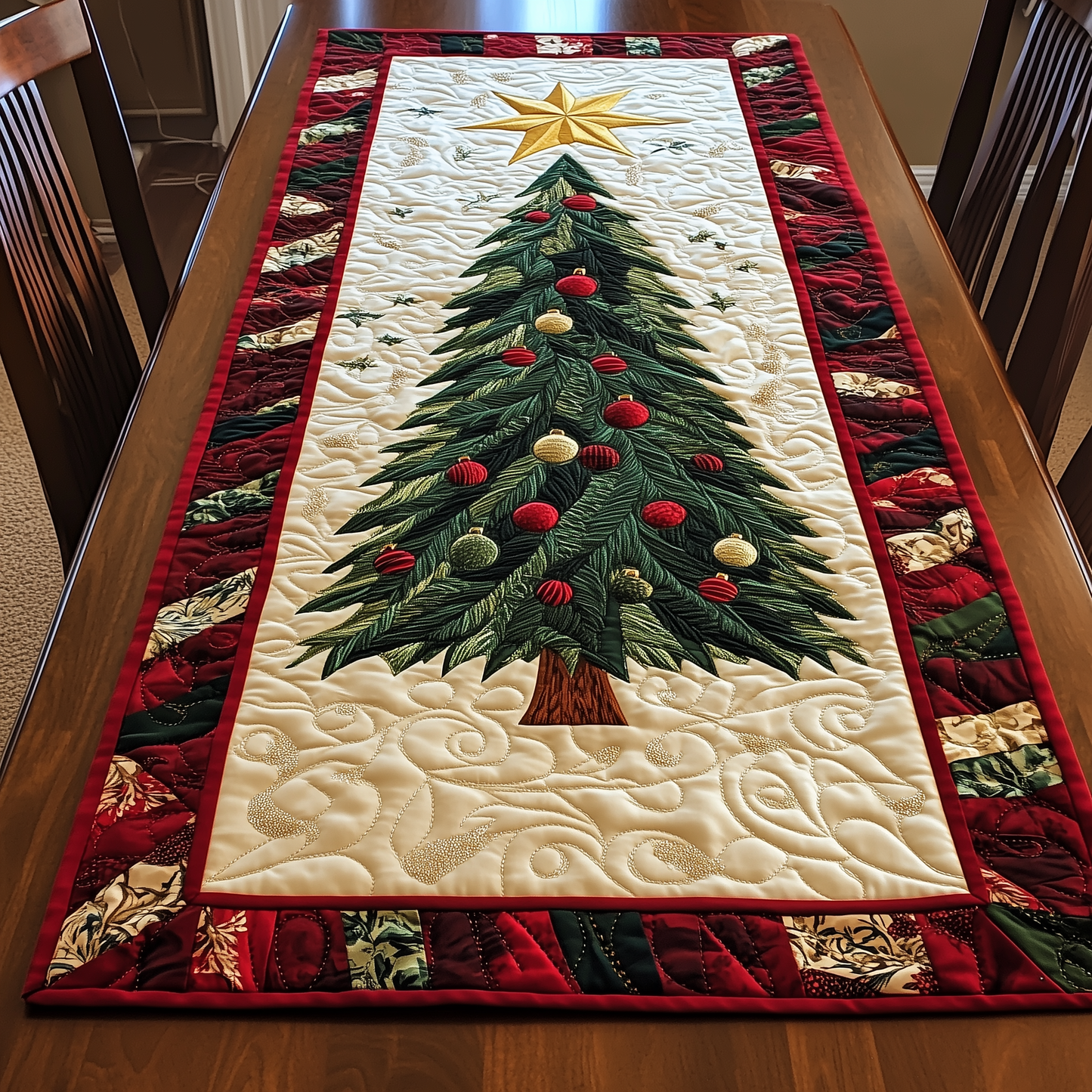 Christmas Tree Quilted Table Runner GFTOTL1106