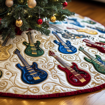 Festive Swirl Guitars Quilted Tree Skirt GFTOTL1110