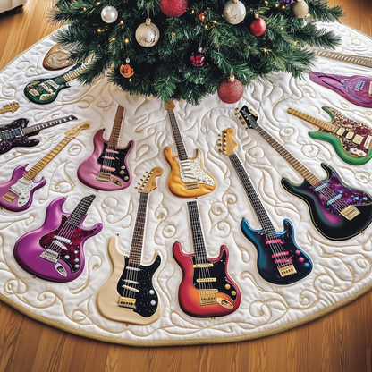 Festive Swirl Guitars Quilted Tree Skirt GFTOTL1112