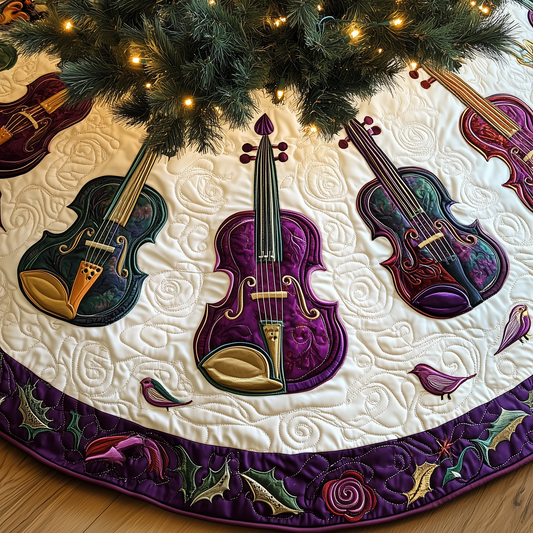 Festive Purple Violins Quilted Tree Skirt GFTOTL1130