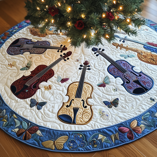 Festive Blue Violins Quilted Tree Skirt GFTOTL1136