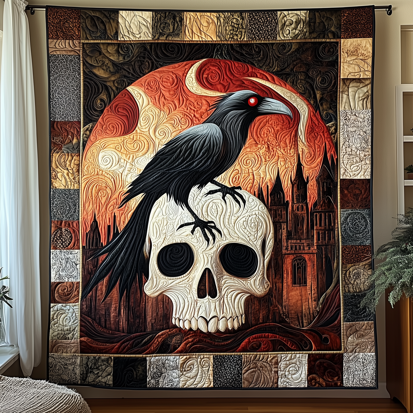 Raven Skull Quilted Blanket GFTOTL1231