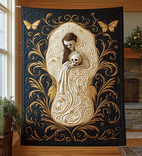 Gold Skull Quilted Blanket GFTOTL1235