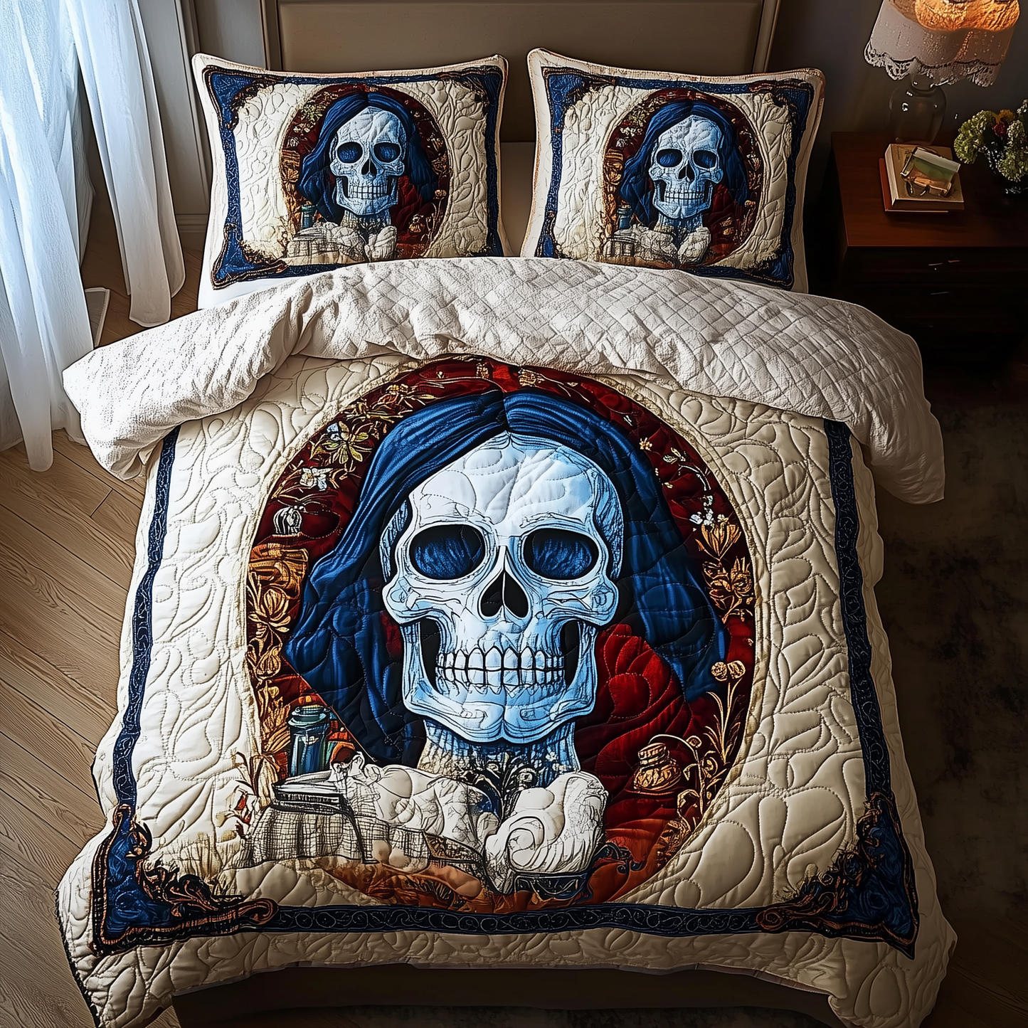 Skull 3-Piece Quilted Bedding Set GFTOTL1238