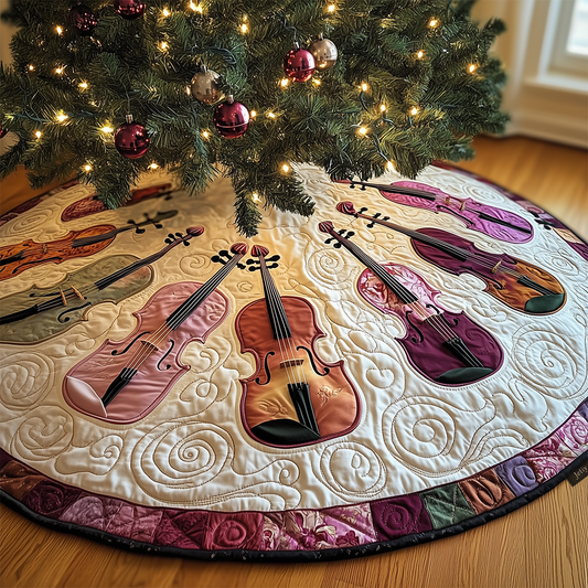 Joyful Pink Violins Quilted Tree Skirt GFTOTL1274