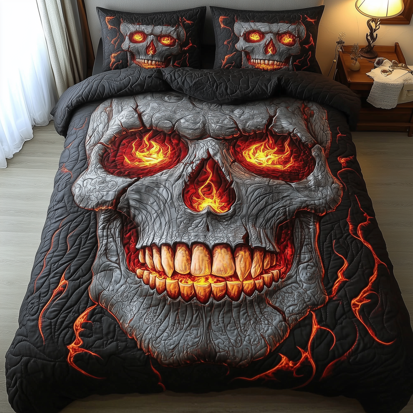 Lava Skull 3-Piece Quilted Bedding Set GFTOTL1415