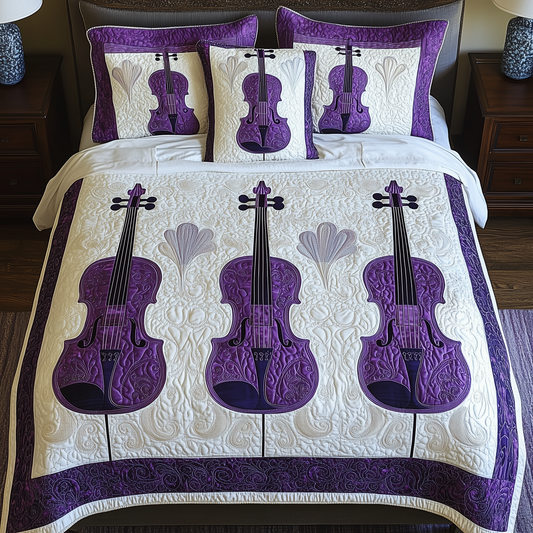 Purple Violin 3-Piece Quilted Bedding Set GFTOTL1452