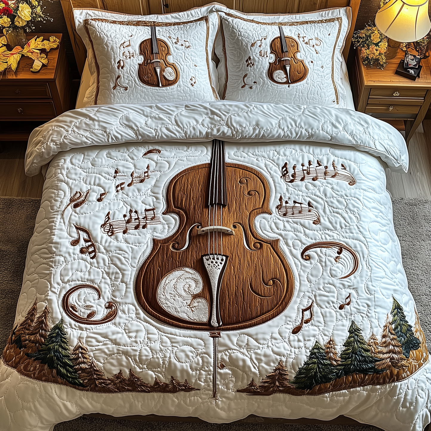 Festive Cello 3-Piece Quilted Bedding Set GFTOTL1466