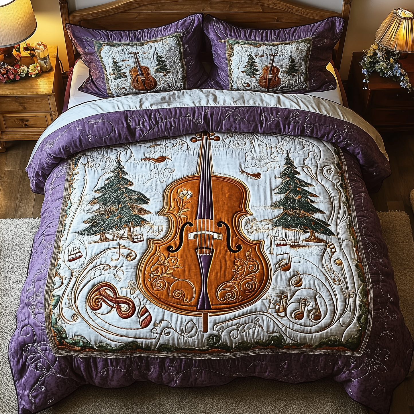 Festive Cello 3-Piece Quilted Bedding Set GFTOTL1468