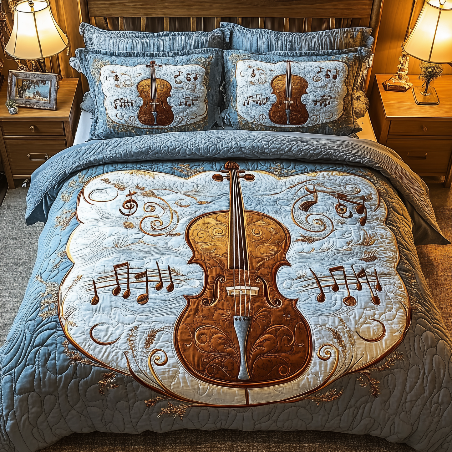 Festive Cello 3-Piece Quilted Bedding Set GFTOTL1472