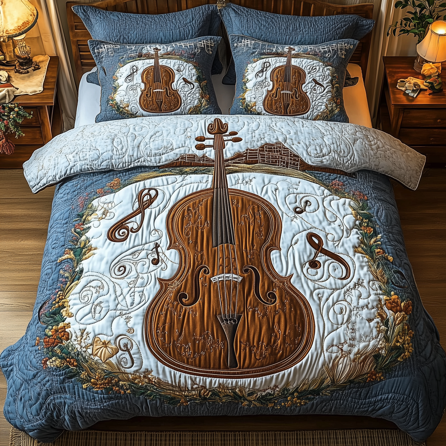 Festive Cello 3-Piece Quilted Bedding Set GFTOTL1473