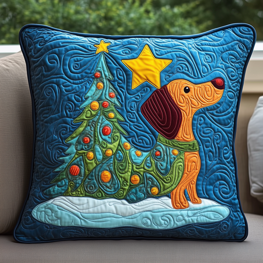 Dachshund Christmas Tree Quilted Pillow Case GFTOTL1587