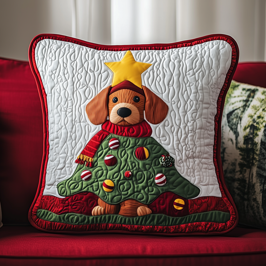 Dachshund Christmas Tree Quilted Pillow Case GFTOTL1594