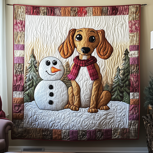 Dachshund in Snowy Night Quilted Blanket GFTOTL1599