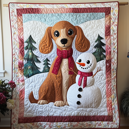 Dachshund in Snowy Night Quilted Blanket GFTOTL1600