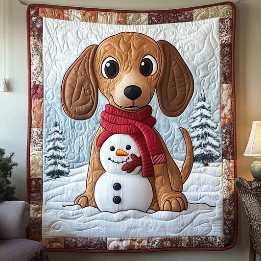 Dachshund in Snowy Night Quilted Blanket GFTOTL1601