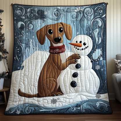 Dachshund in Snowy Night Quilted Blanket GFTOTL1607