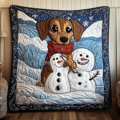 Dachshund in Snowy Night Quilted Blanket GFTOTL1608