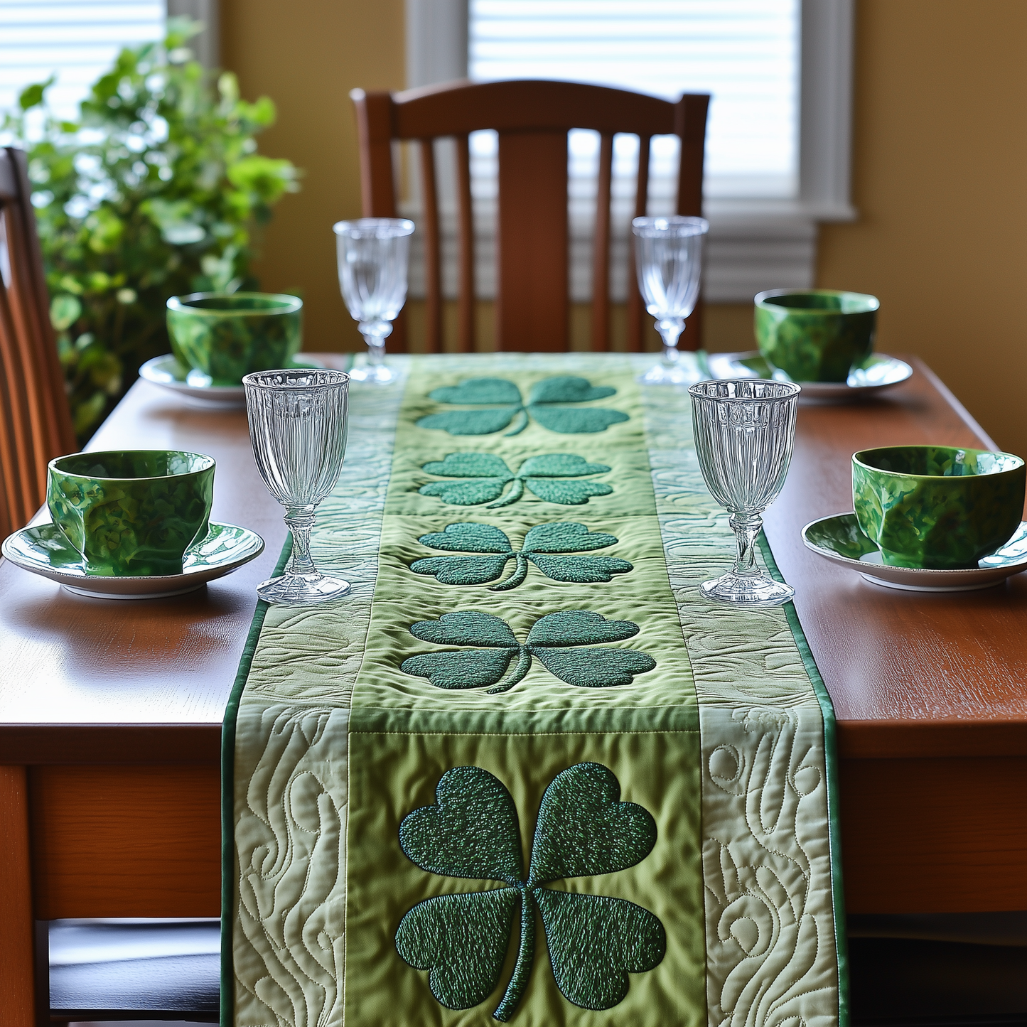 Irish Shamrock Quilted Tabler Runner GFTOTL2186