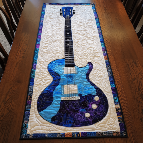 Guitar Blue Quilted Table Runner GFTOTL227