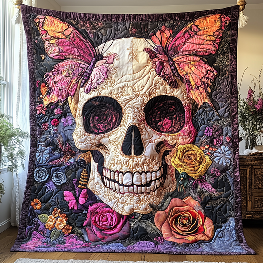 Butterfly Skull Quilted Blanket GFTOTL2338