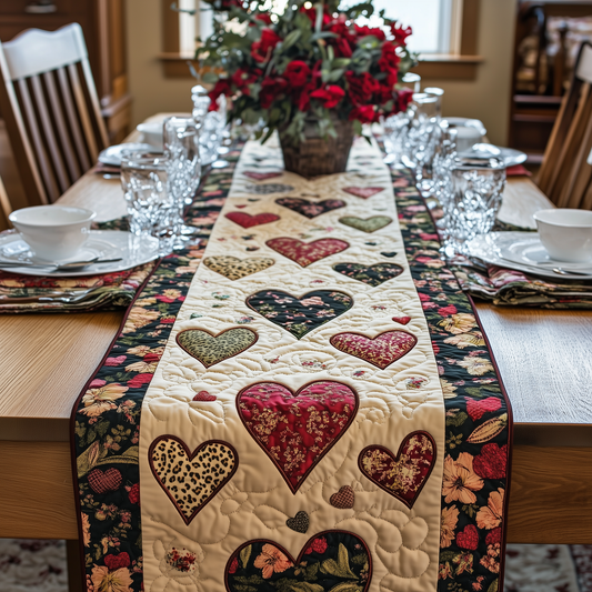 Leopard Hearts Quilted Table Runner GFTOTL2486