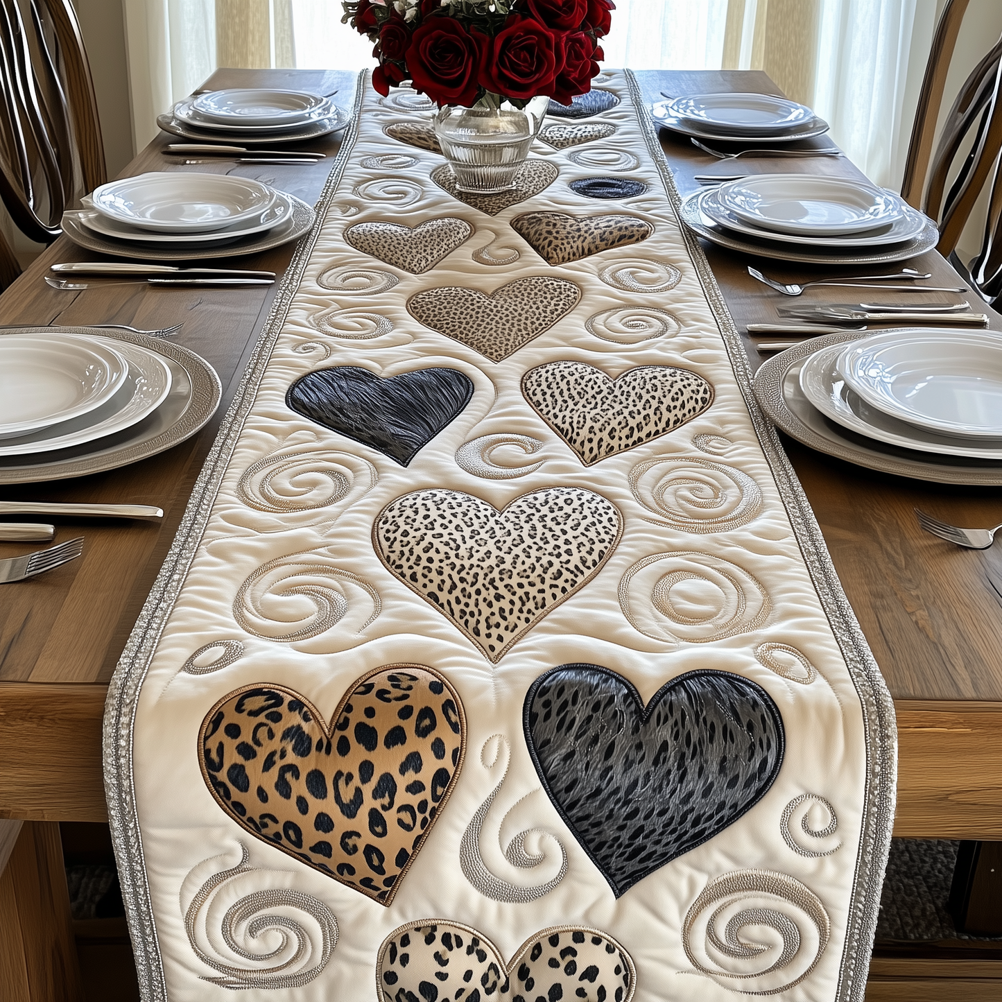 Leopard Hearts Quilted Table Runner GFTOTL2488