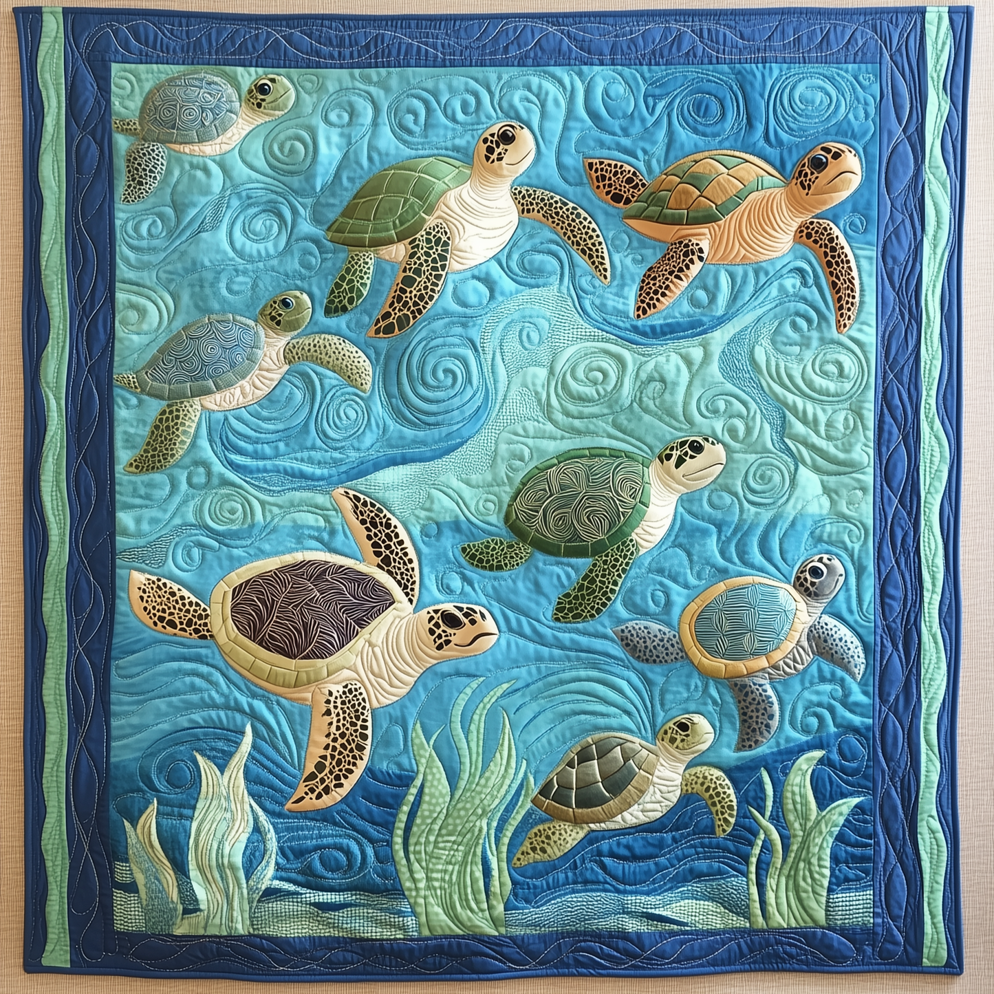 Sea Turtle Wave Quilted Blanket GFTOTL262