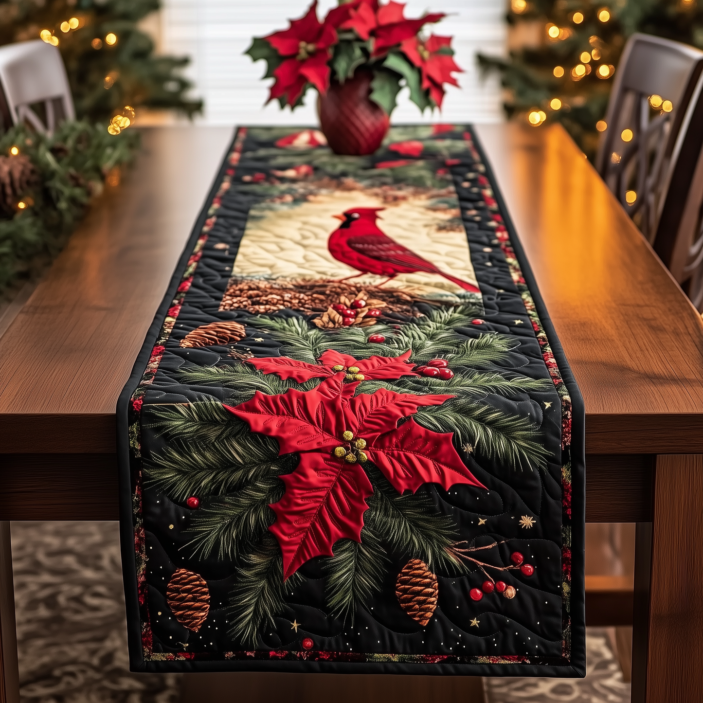 Christmas Cardinal Quilted Table Runner GFTOTL285