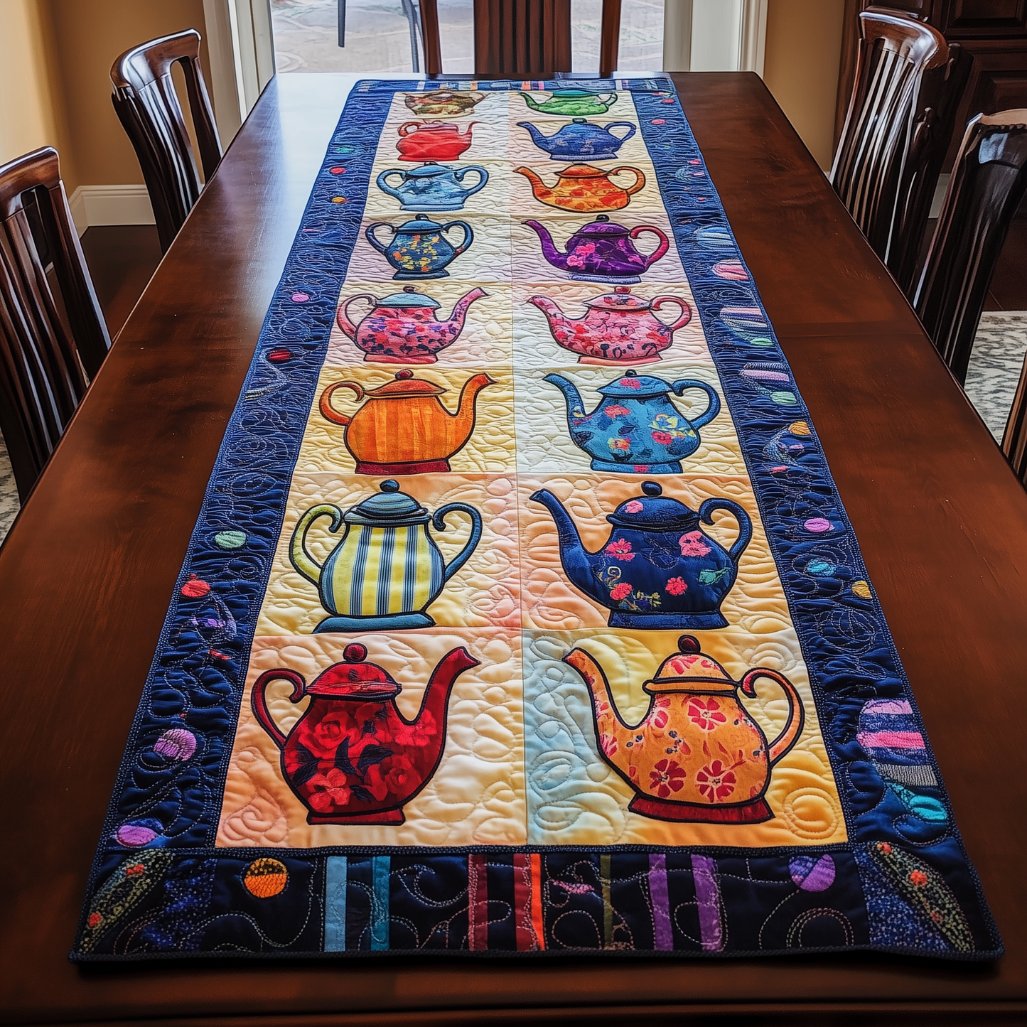 Darling Teapots Quilted Table Runner GFTOTL292