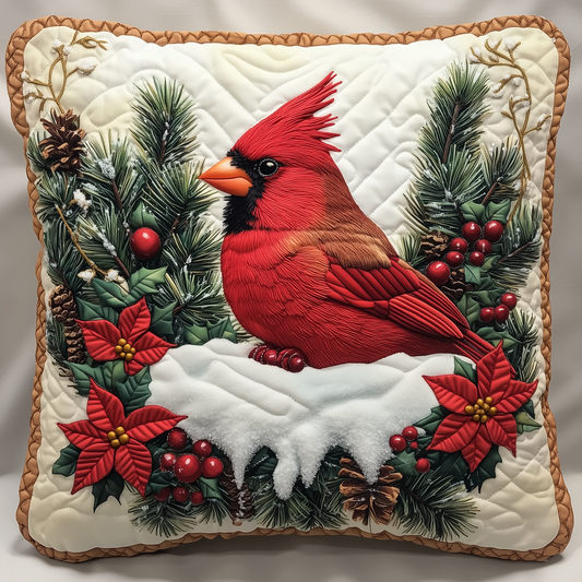 Winter Cardinal Quilted Pillow Case GFTOTL497