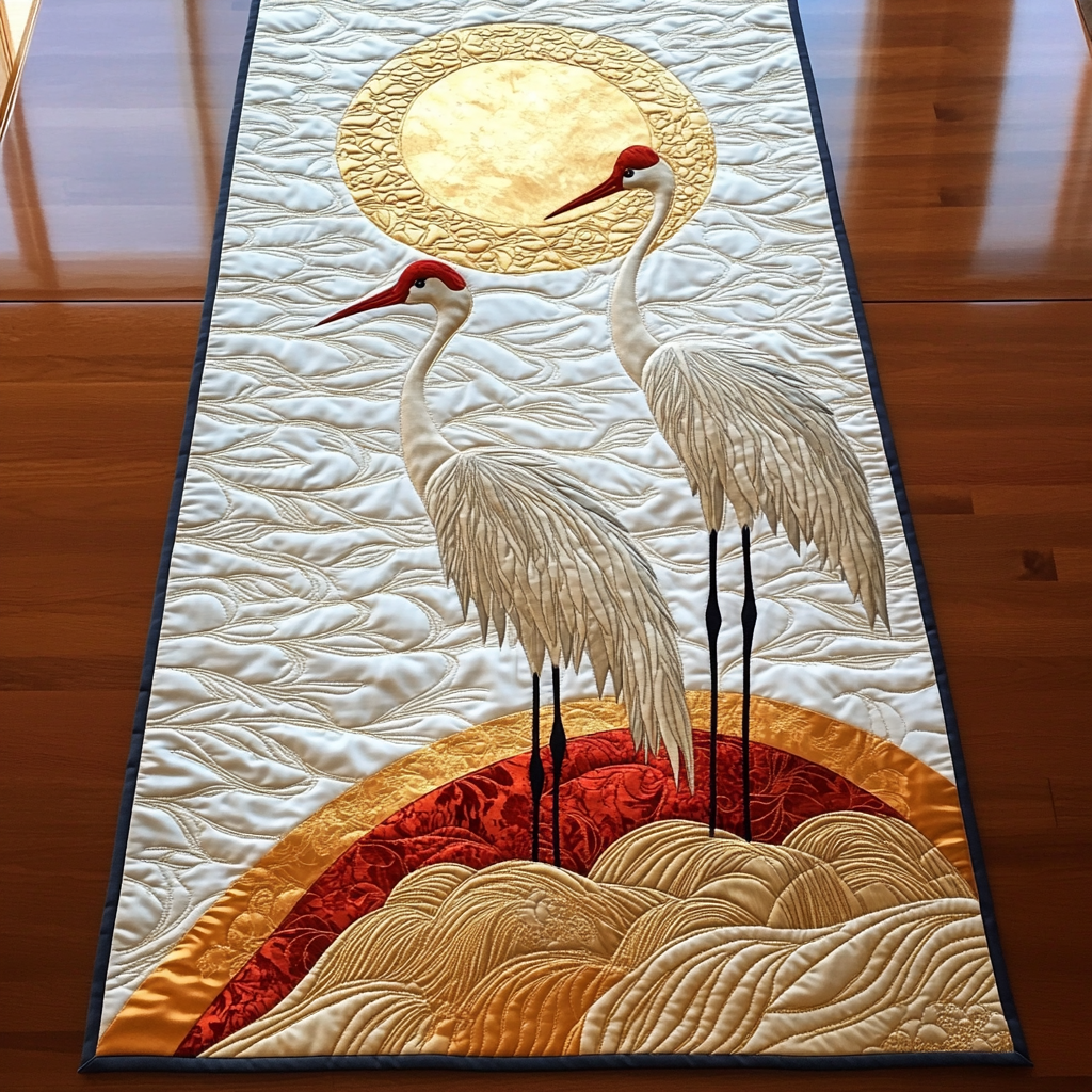 Cranes in Sunset Quilted Table Runner GFTOTL607