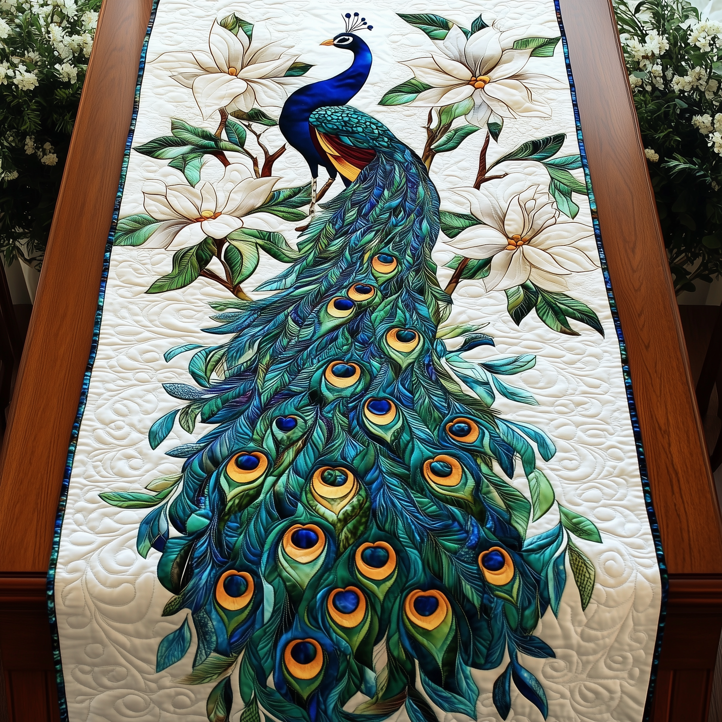 Peacock Garden Quilted Table Runner GFTOTL737