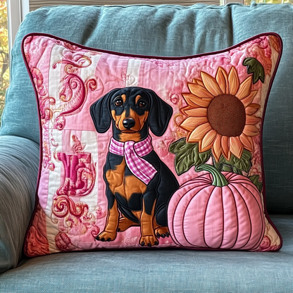 Dachshund Love Pink Quilted Pillow Case GFTOTL846