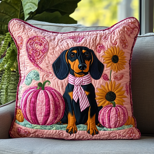 Dachshund Love Pink Quilted Pillow Case GFTOTL847