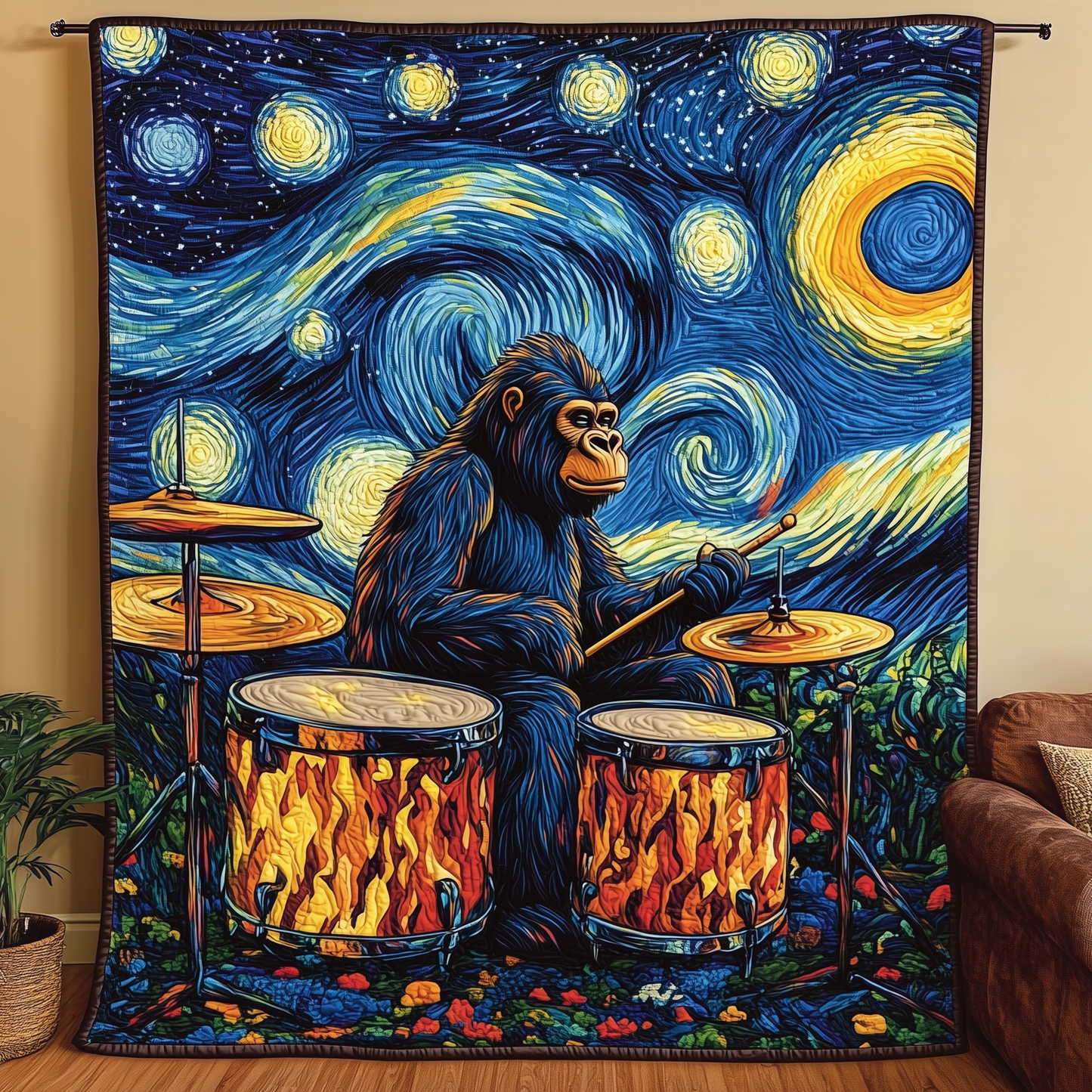 Drum Starry Night Quilted Blanket GFTOTL870