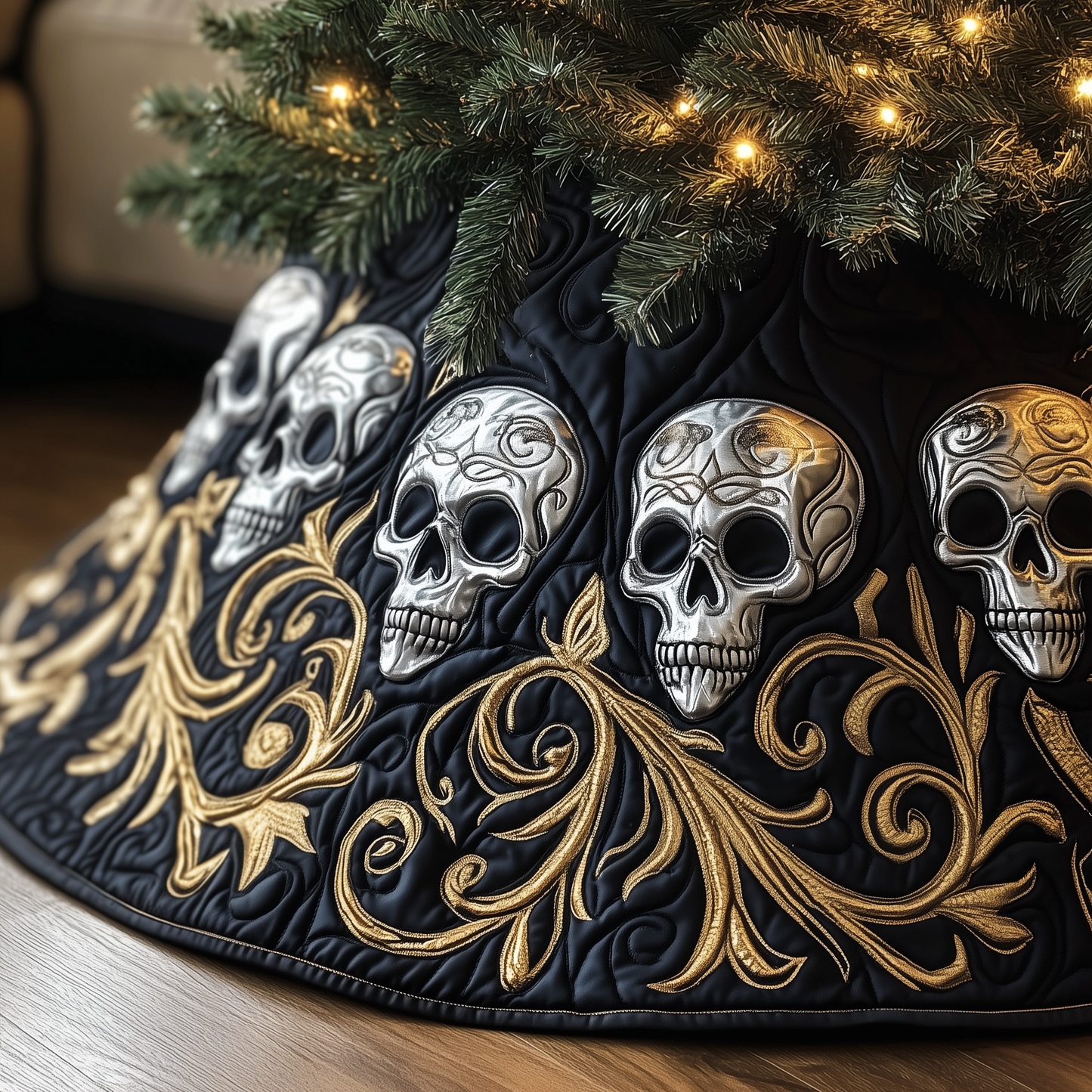 Elegant Skull Quilted Tree Skirt GFTOTP1155