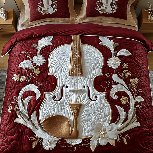 Elegant Violin 3-Piece Quilted Bedding Set GFTOTP1553