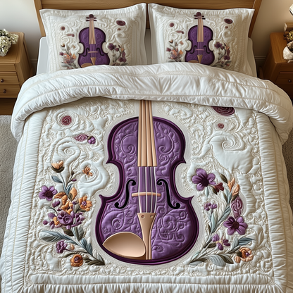 Elegant Violin 3-Piece Quilted Bedding Set GFTOTP1554